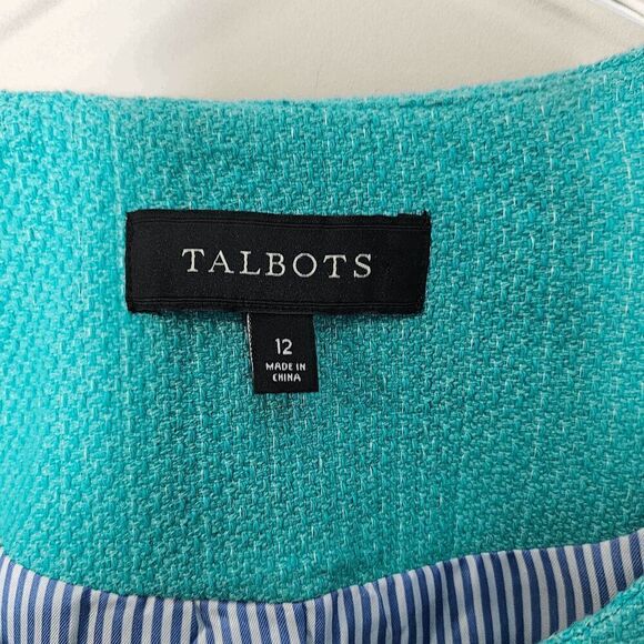 Talbots Flutter Sleeve Cropped Open Front Blazer Jacket Women's Blue Size 12 - Picture 5 of 6